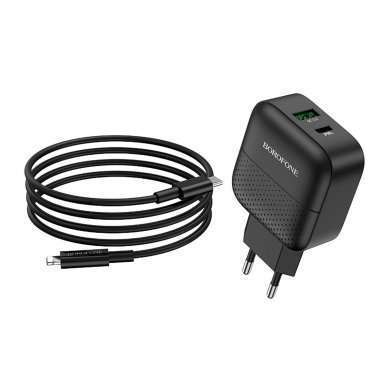 Сетевое зарядное устройство Borofone BA46A USB/Type-C (черное) &mdash; 5