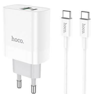 Сетевое зарядное устройство Hoco C80A USB/Type-C с кабелем (Type-C-Type-C) (белое) &mdash; 2