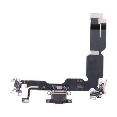 Шлейф для Apple iPhone 15 Plus на разъем зарядки/микрофон (черный) — 1