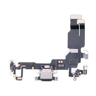 Шлейф для Apple iPhone 15 на разъем зарядки/микрофон (черный) — 1
